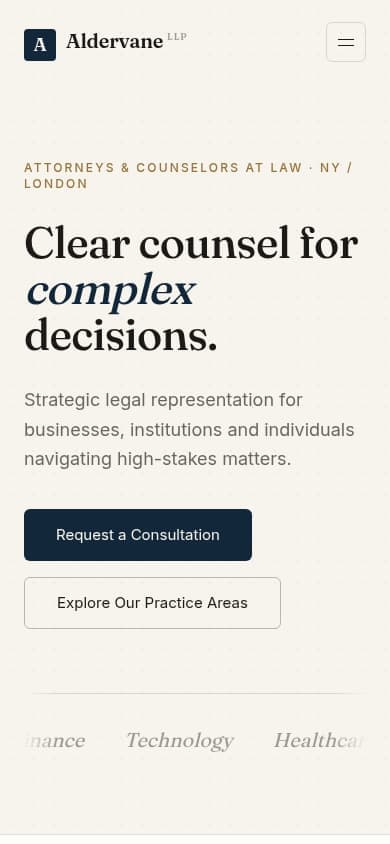 Aldervane mobile layout preview