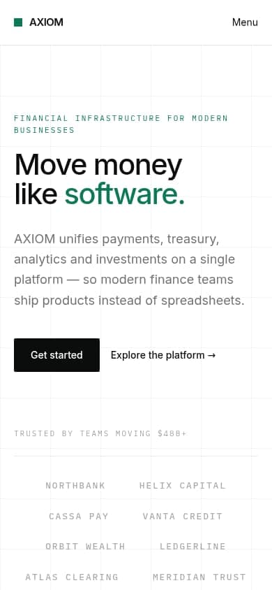 AXIOM mobile layout preview