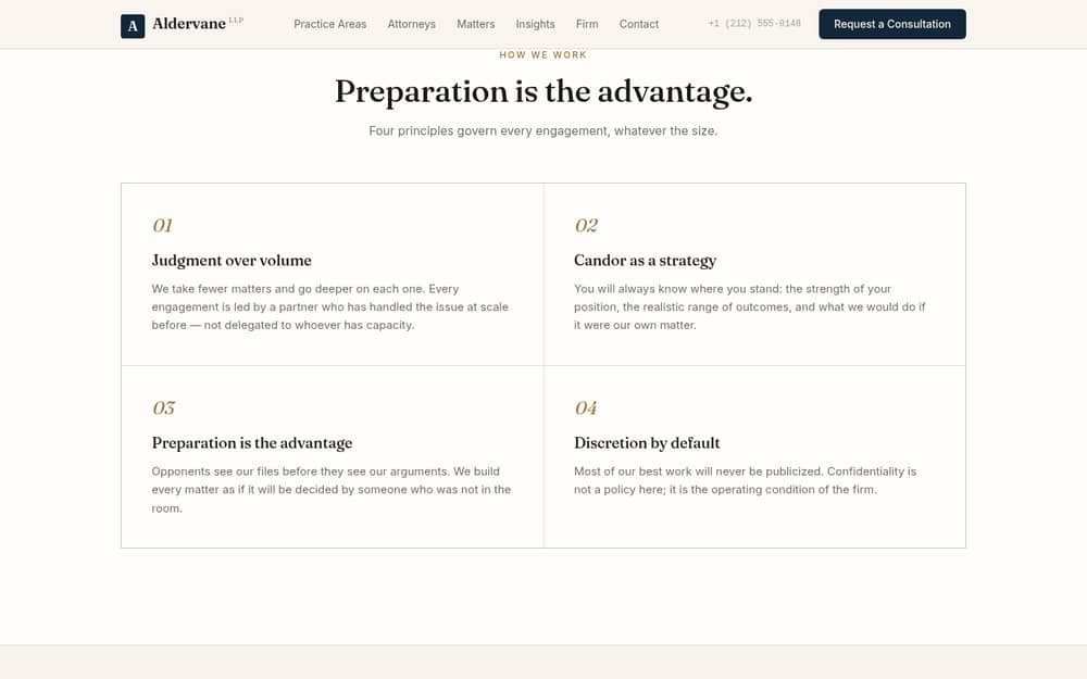 Aldervane — section 4 of the live template