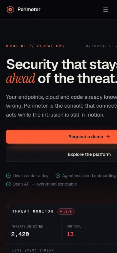 Perimeter mobile layout preview